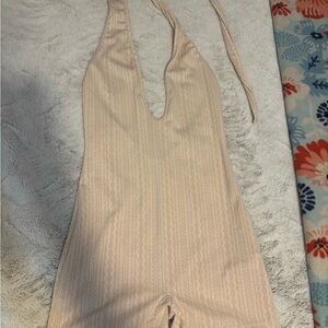 Elegant Beige Halter Bodysuit